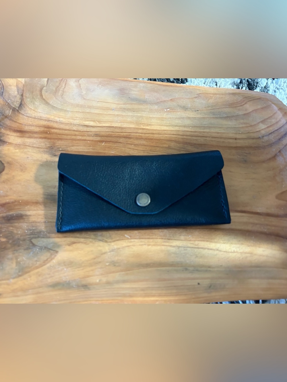 Pebbled Black Leather long zip wallet